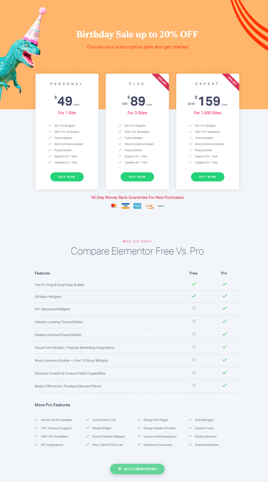 Get Elementor Pro Pricing Plans Elementor com