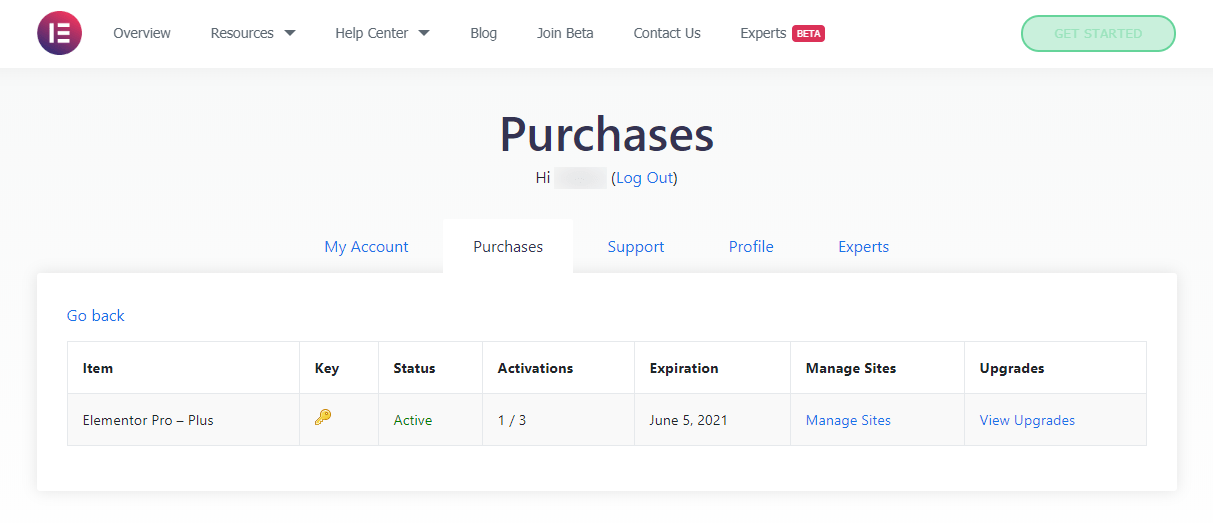 Purchases My Account