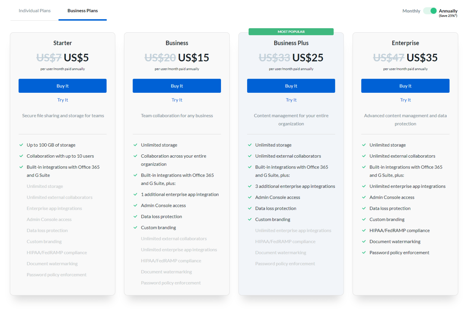 Box Pricing for Businesses Individuals