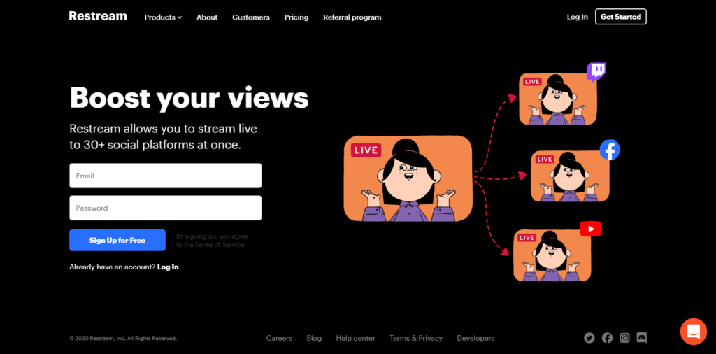 โปรแกรม live Stream Platforms