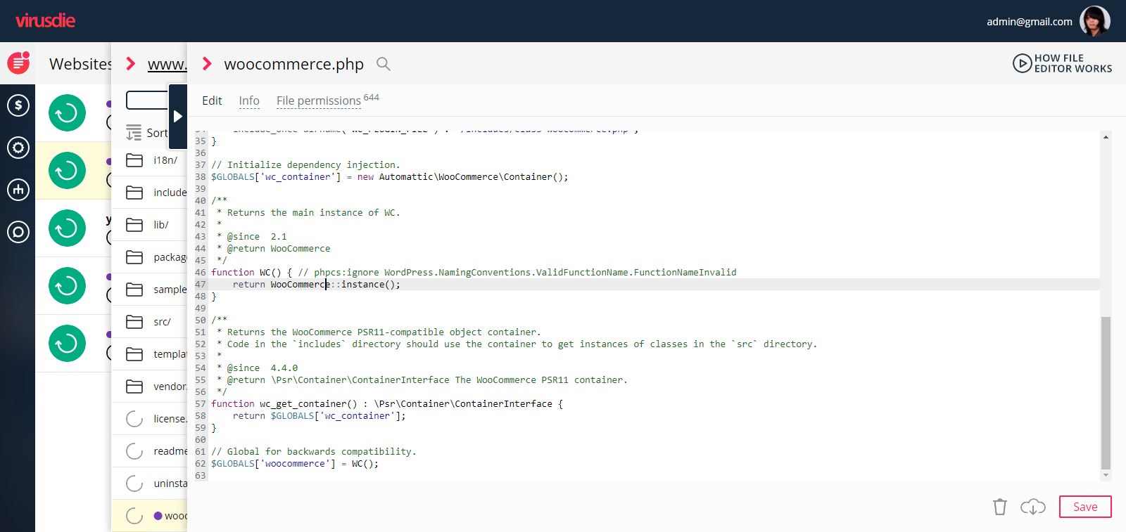 Virusdie Fix All Your Hacked Websites Malware File Manager Edit