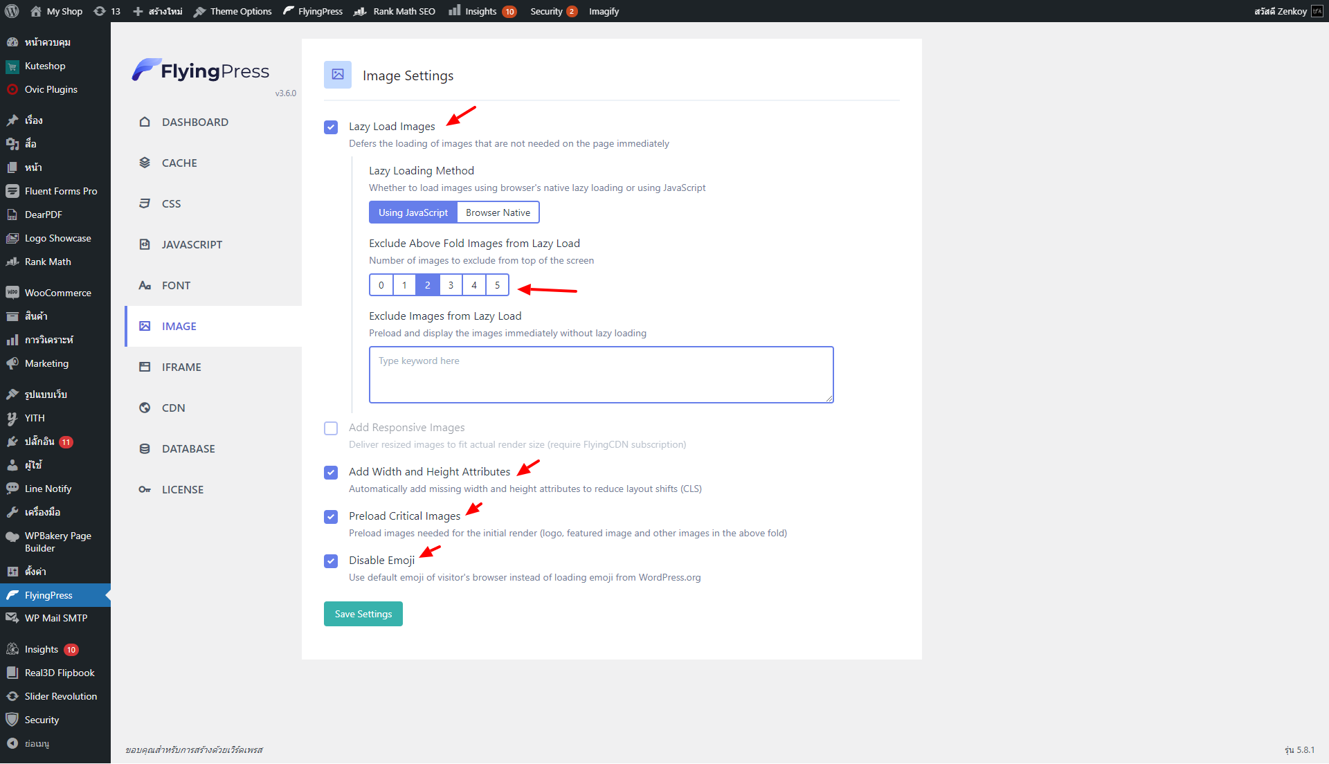 FlyingPress Image Settings