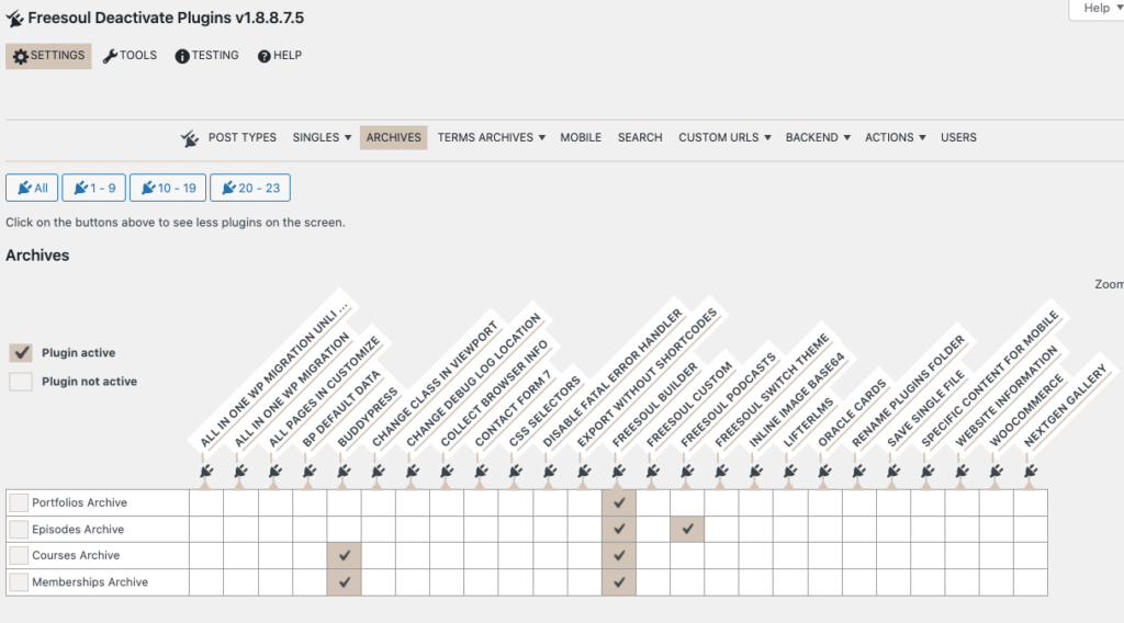Freesoul Deactivate Plugins