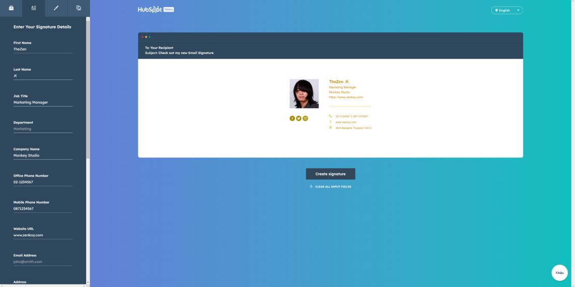Hubspot email signature zenkoy